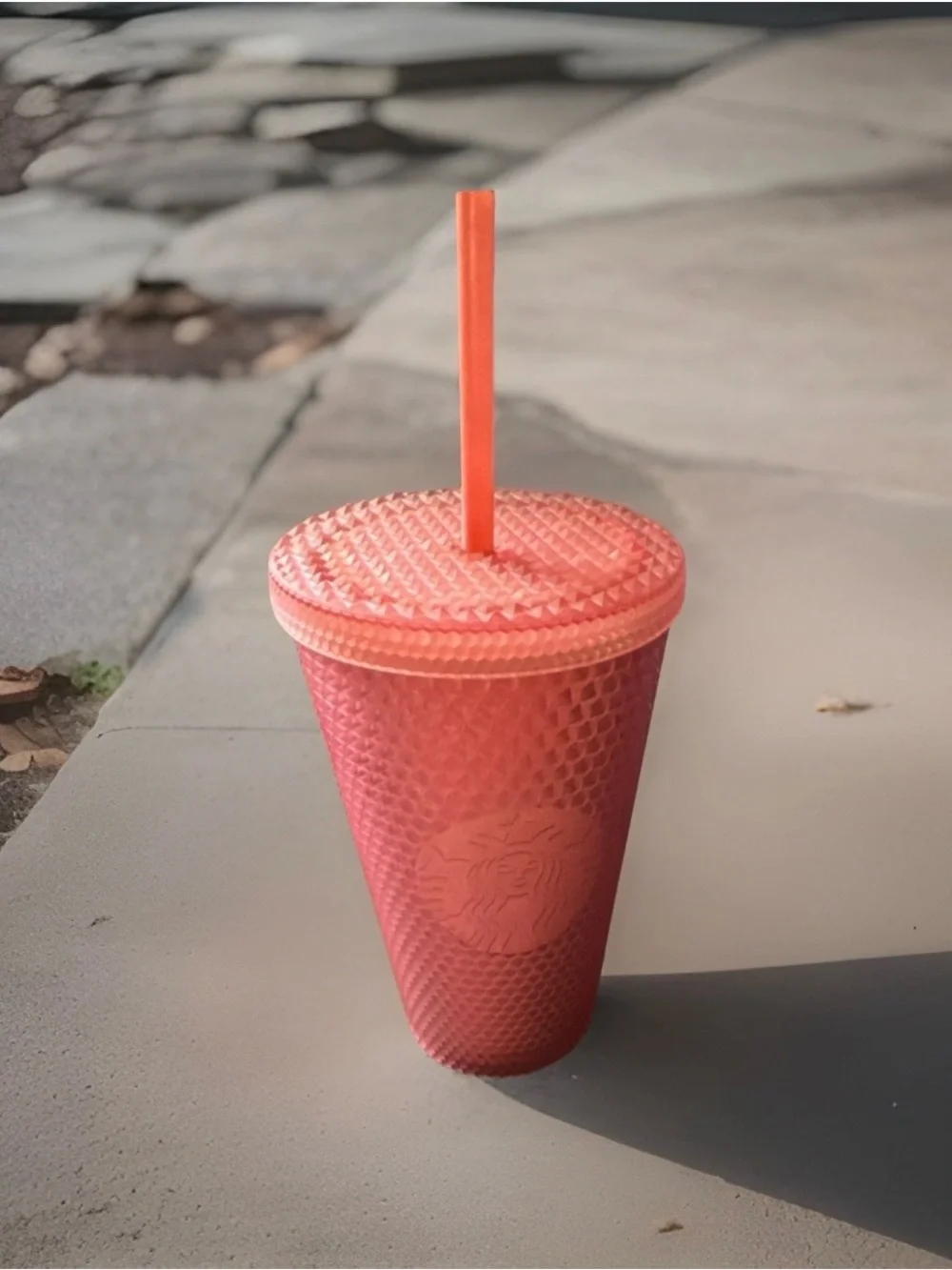 Starbucks Coral Textured Reusable Cup with Straw